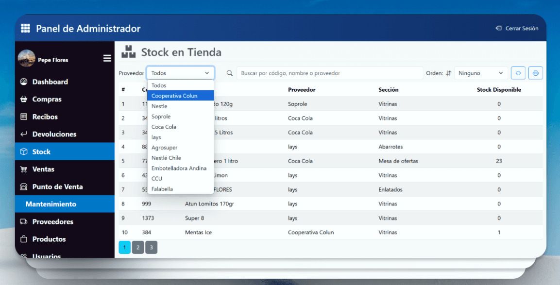 Control de Stock en Tienda