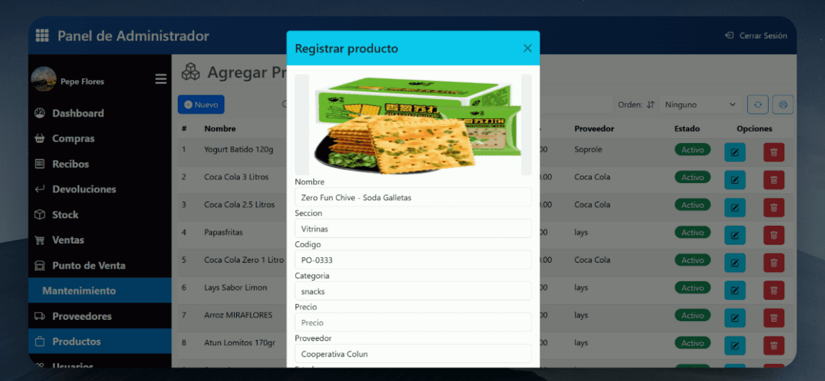 Registro de Productos