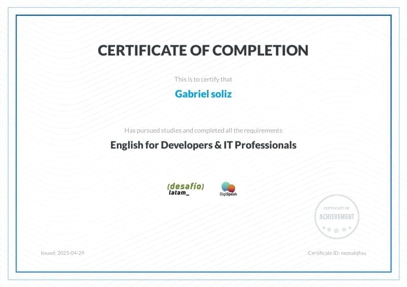 Certificación de inglés para desarrolladores