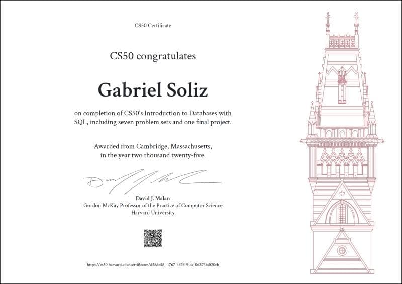 Certificación SQL de Harvard