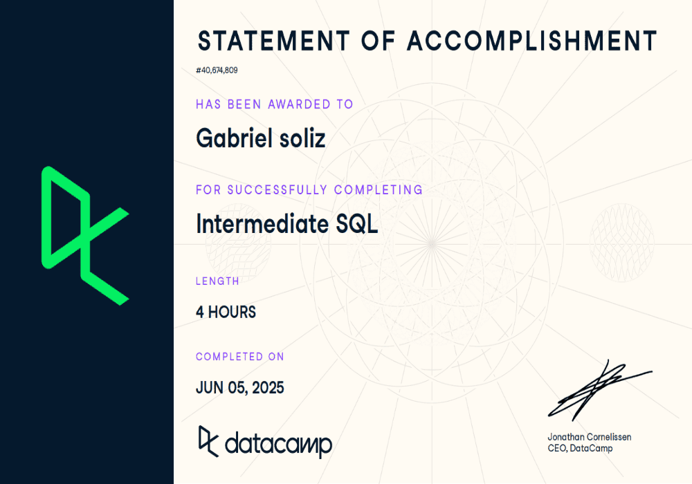 Certificación de SQL Intermedio