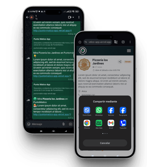 Ver detalle y Compartir comercio