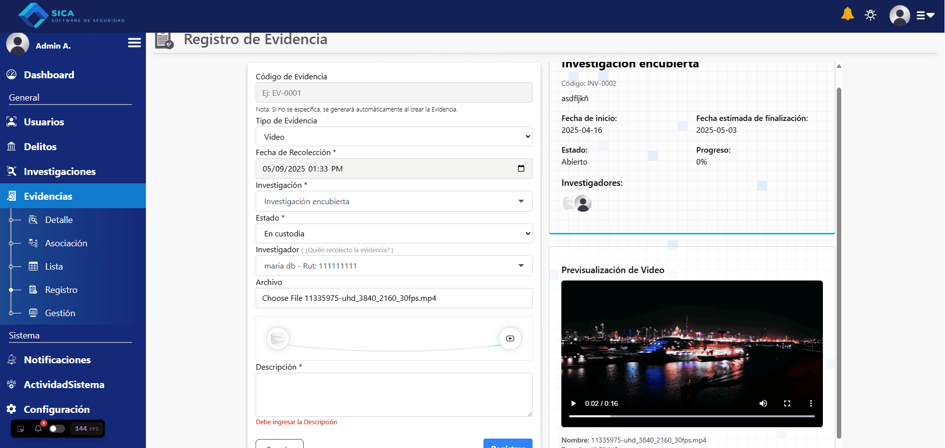 Evidence Registration