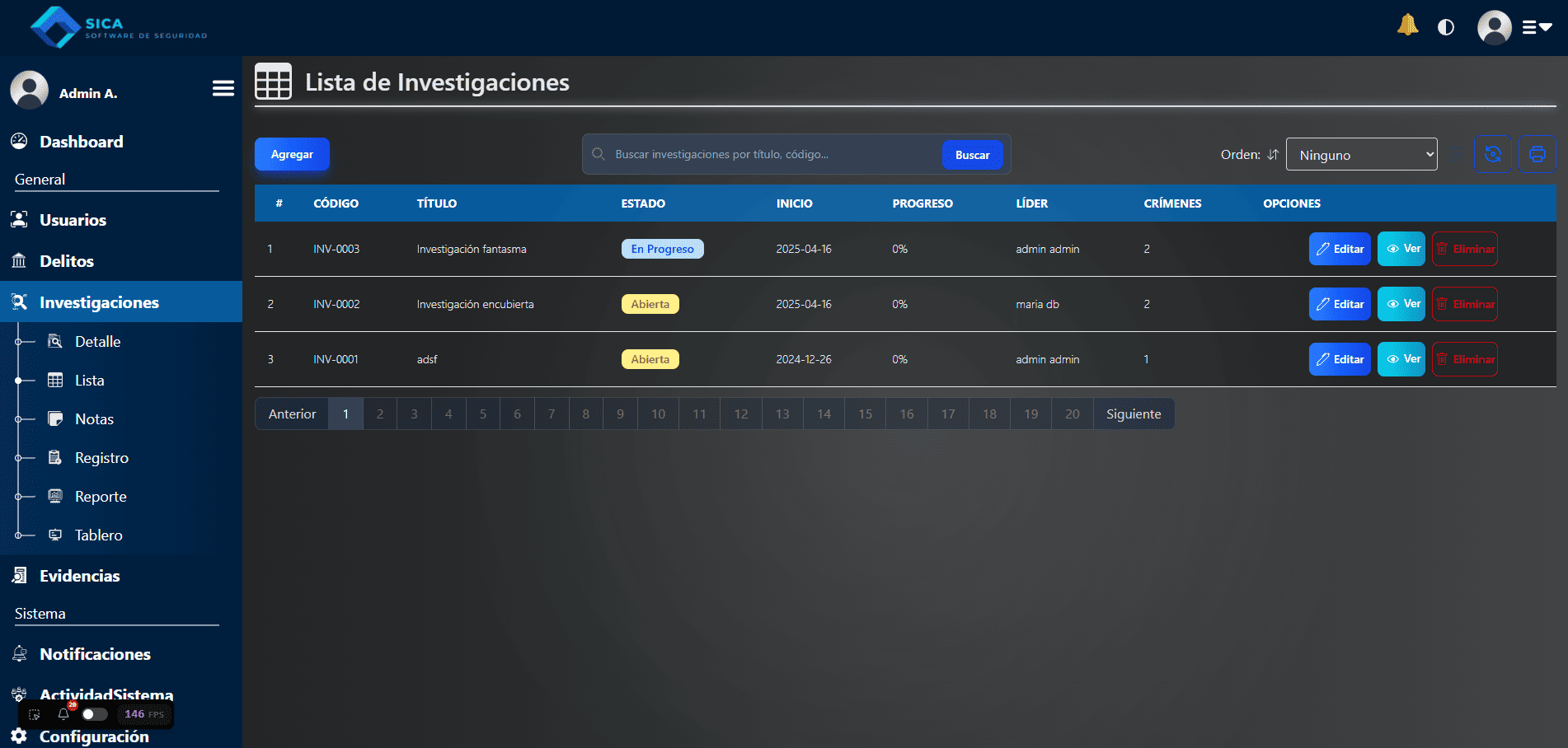 Lista de Investigaciones
