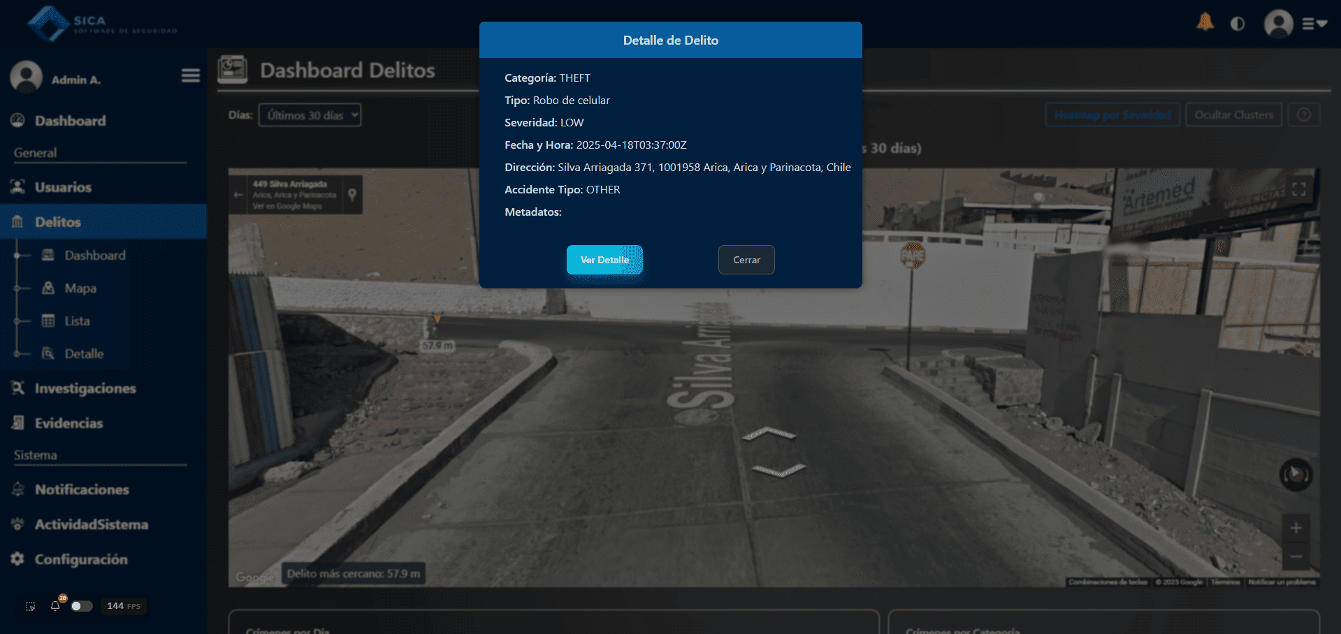Google Maps - registered crimes