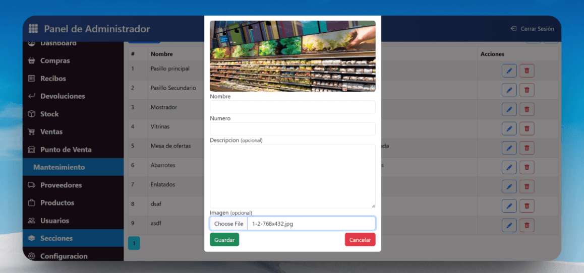 Store Sections Registration